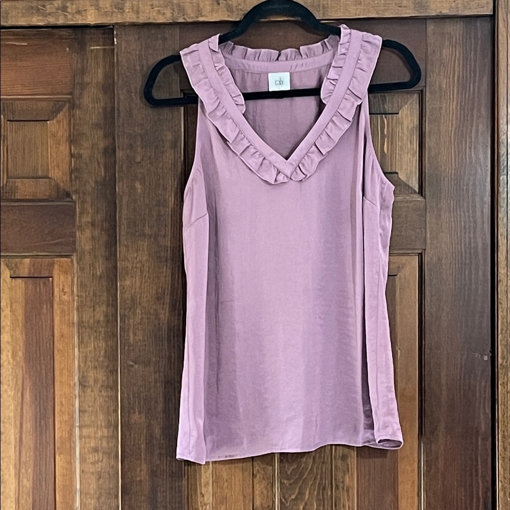 CAbi Lavender Ruffle V-Neck Sleeveless Camisole